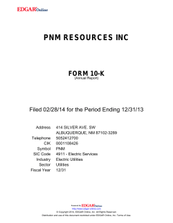 2013 PNM Resources Form 10-K