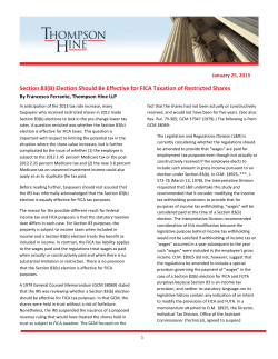 Section 83(B) Election Should Be Effective for FICA Taxation of