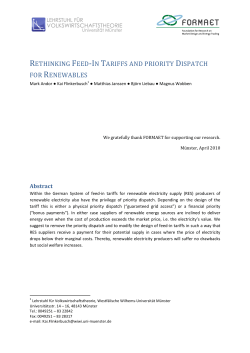 Rethinking Feed-In Tariffs and Priority Dispatch for Renewables.