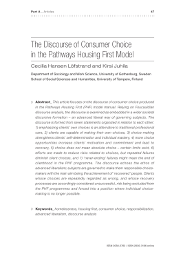 The Discourse of Consumer Choice in the Pathways Housing First