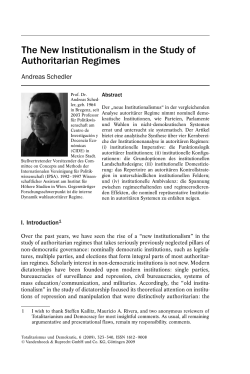 The New Institutionalism in the Study of Authoritarian Regimes