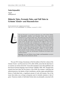 Didactic Tales, Formula Tales, and Tall Tales in Grimms` Kinder