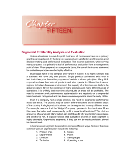 Segmental Profitability Analysis and Evaluation