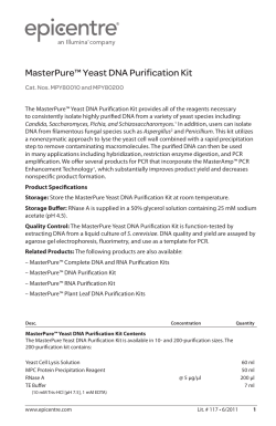 Protocol for MasterPure&trade; Yeast DNA Purification Kit