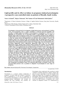 Lipid profile and its effect on kidney in pregnancy