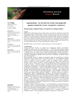 Agnimantha: An herbal larvicide and pupicide against malarial