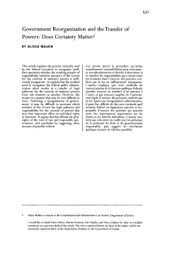 Government Reorganization and the Transfer of Powers: Does