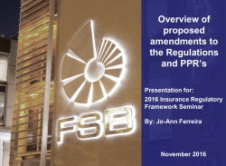 Overview of proposed amendments to the Regulations and PPR`s