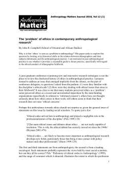 The `problem` of ethics in contemporary anthropological research