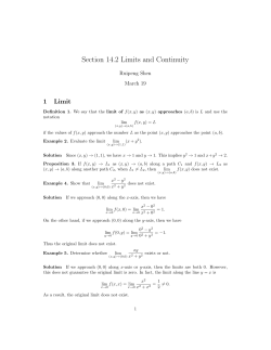 Section 14.2 Limits and Continuity