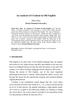 An Analysis of I-Umlaut in Old English - S