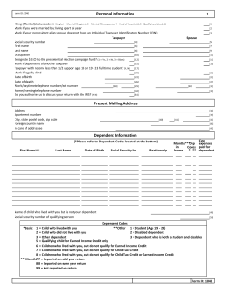 Present Mailing Address Dependent Information Personal Information