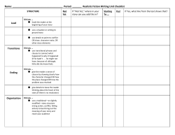 Period: ______ Realistic Fiction Writing Unit Checklist Lead