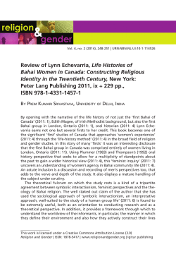 Review of Lynn Echevarria, Life Histories of Bahai Women in