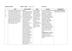 CURRICULUM MAP SUBJECT: History Year 10 2015