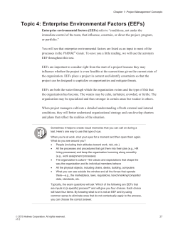Topic 4: Enterprise Environmental Factors (EEFs)