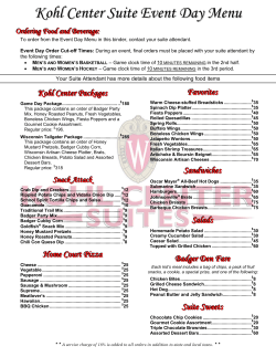 Kohl Center Suite Event Day Menu Ordering Food and Beverage