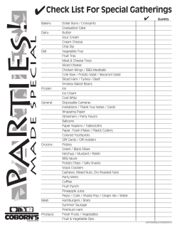 Check List For Special Gatherings