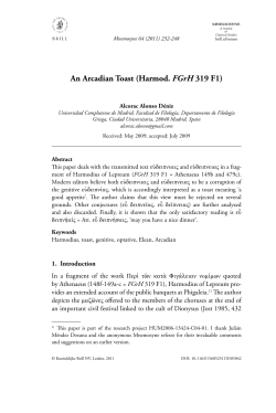 An Arcadian Toast (Harmod. FGrH 319 F1)