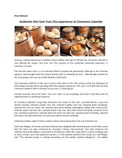 Authentic Dim Sum Yum Cha experience at