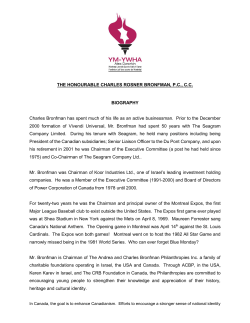 the honourable charles rosner bronfman, pc - YM-YWHA