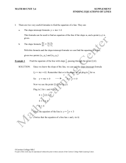 MATH 80 UNIT 3.4 SUPPLEMENT FINDING EQUATIONS OF LINES