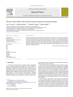 30 Years After Bayh-Dole: Reassessing Academic Entrepreneurship.