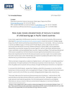 New study - Elevated mercury levels in women in Pacific Island