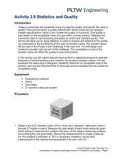 Activity 3.9 Statistics and Quality