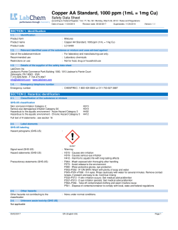 Copper AA Standard, 1000 ppm (1mL = 1mg Cu)