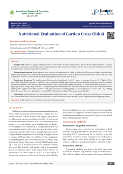 Nutritional Evaluation of Garden Cress Chikki