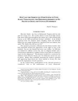 felons as cruel and unusual pu - Seton Hall University School of Law