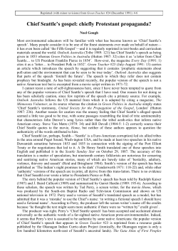 Chief Seattle`s gospel: chiefly Protestant propaganda?