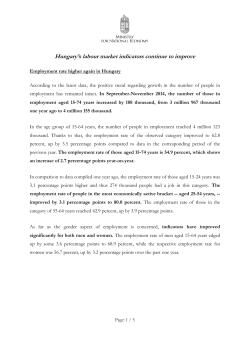Hungary`s labour market indicators continue to improve