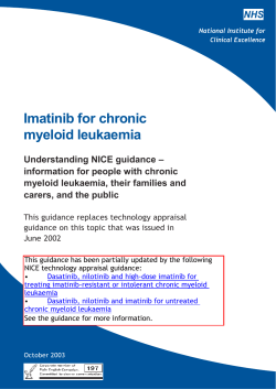 Imatinib for Chronic Myeloid Leukaemia