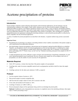 Acetone precipitation of proteins