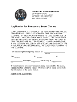 Road Closure - Town of Mooresville