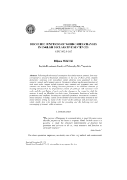 DISCOURSE FUNCTIONS OF WORD ORDER