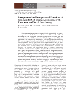 Intrapersonal and Interpersonal Functions of Non suicidal SelfInjury