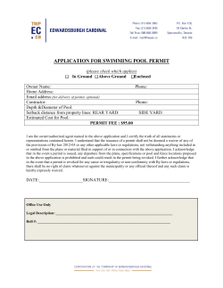 APPLICATION FOR SWIMMING POOL PERMIT