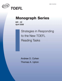 Strategies in Responding to the New TOEFL Reading Tasks