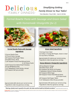 Formal Bowfie Pasta with Sausage and a Green Salad with Home