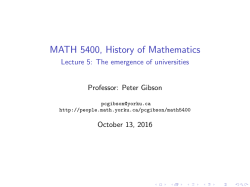 MATH 5400, History of Mathematics