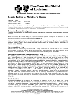 Genetic Testing for Alzheimer`s Disease