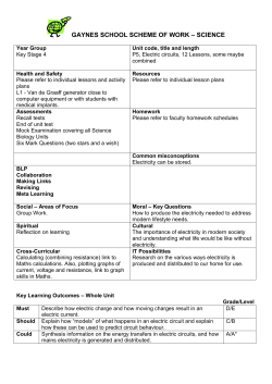 GAYNES SCHOOL SCHEME OF WORK &ndash; SCIENCE
