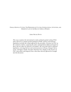 Female Genital Cutting: The Pressures of Culture, International
