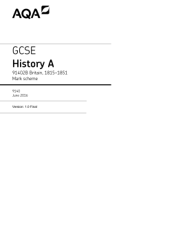 GCSE History A Mark scheme Unit 02 - (B) Britain, 1815