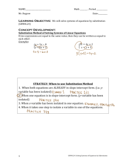Concept Development: STRATEGY: When to use Substitution