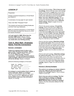 LESSON 27 Task A: (New Skill&mdash;Analogies Game: Find the