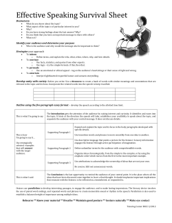 Effective Speaking Survival Sheet